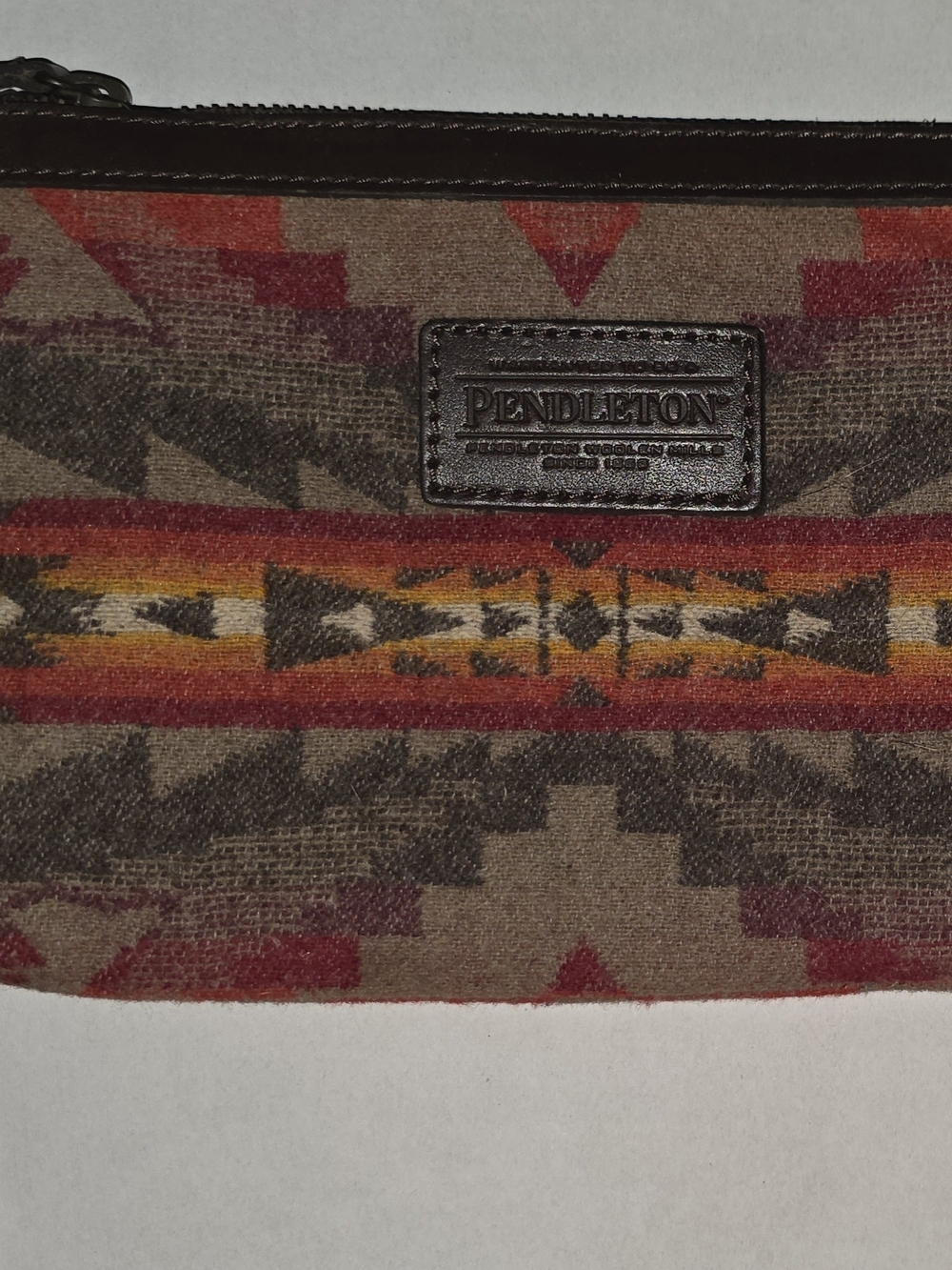 Pendleton Toiletry Bag in Brown, Red and Orange Tribal Stripe